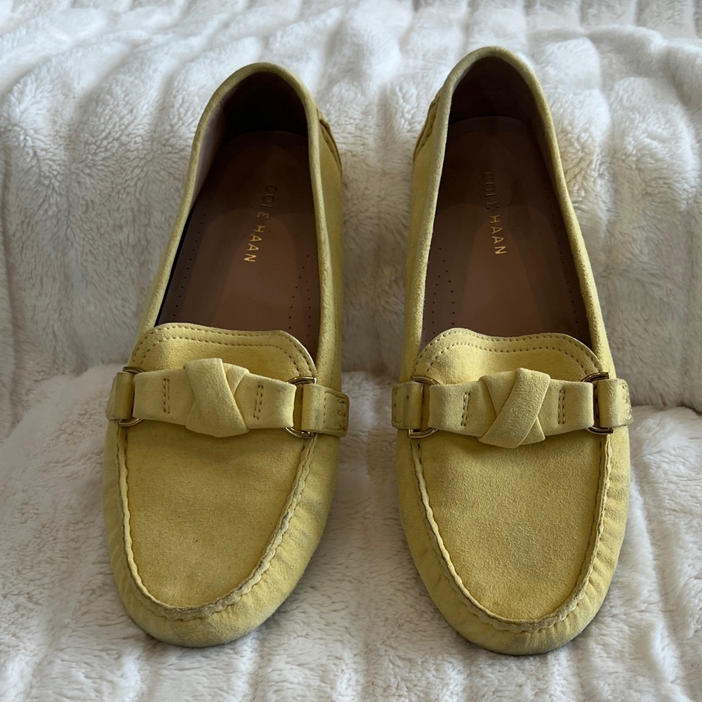 Cole Haan Lemon Suede Knot Loafers - Picture 2 of 8